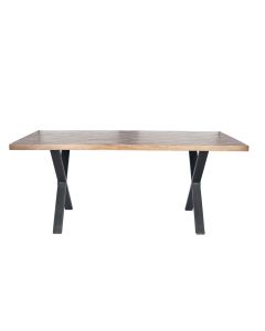 Recycled Wood & Silver Metal Mix Dining Table K/D