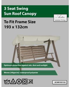 Natural 3 Seat Swing Canopy 193x132cm
