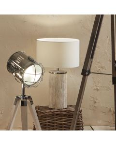 Haley White Wash Wood Column Table Lamp