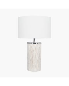 Haley White Wash Wood Column Table Lamp