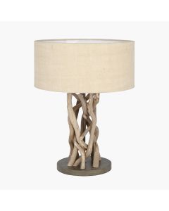 Derna Driftwood Table Lamp with Natural Jute Shade