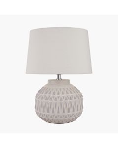 Anneli Warm White Aztec Texture Ceramic Table Lamp