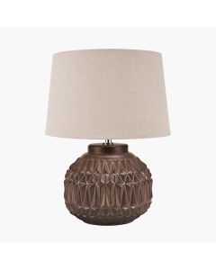 Anneli Bronze Aztec Texture Ceramic Table Lamp