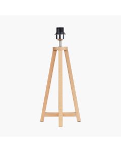 Whitby Natural Wood Tapered 4 Post Table Lamp Base with Lino 35cm White Self Lined Linen Cylinder Lampshade