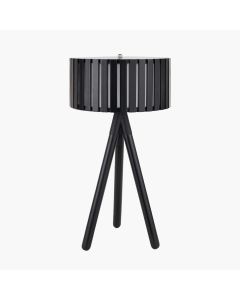 Rabanne Slatted Black Wood Tripod Table Lamp