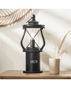 Gibson Black Wood Lantern Table Lamp