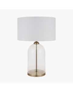 Cloche Clear Glass and Antique Brass Table Lamp