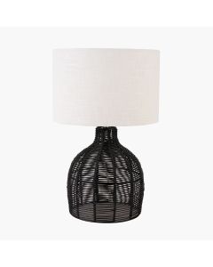 Caswell Black Rattan Cloche Table Lamp