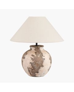 Lulia Antique Finish Stoneware Table Lamp Base with Harley 40cm Slubby Hopsack Empire Lampshade