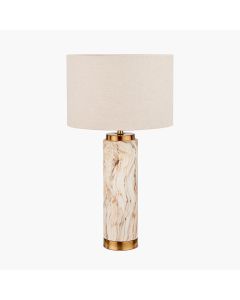 Carrara Natural Stone Effect Ceramic Tall Table Lamp