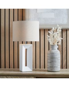 Block White Ceramic Tall Table Lamp