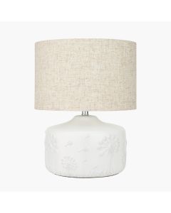 Flora White Small Floral Ceramic Table Lamp