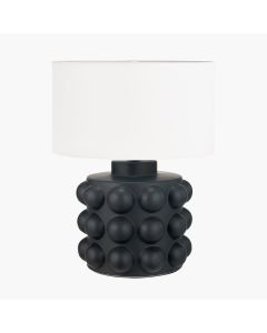 Serenity Black Bobbled Ceramic Large Table Lamp Base with Harry 40cm Ivory Cotton Mix Cylinder Lampshade