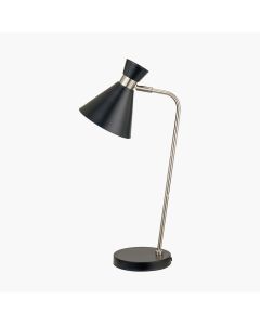 Benedict Black and Brushed Silver Metal Table Lamp