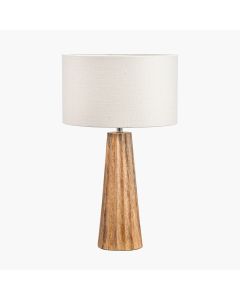 Draydon Natural Mango Wood Textured Cone Table Lamp