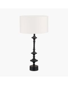 Emilio Matt Black Candlestick Table Lamp Base with Henry 35cm White Handloom Cylinder Lampshade