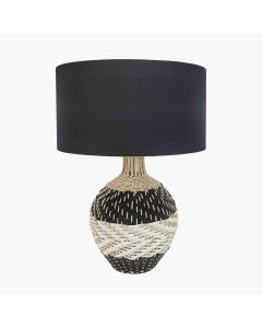 Rowan Natural Rattan Black and White Woven Table Lamp