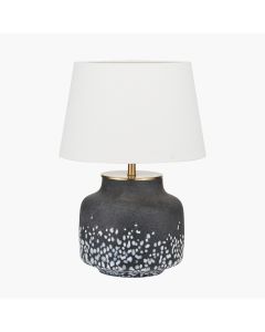 Etna Black and White Glass Table Lamp Base with Lys 40cm White Self Lined Linen Tapered Lampshade