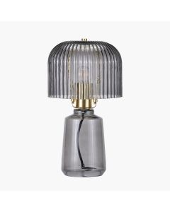 Zandra Grey Ribbed Glass Table Lamp