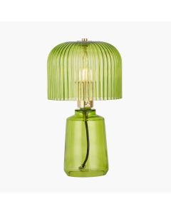 Zandra Spring Green Ribbed Glass Table Lamp