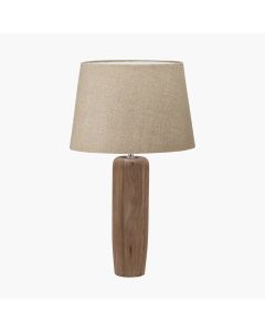 Inaya Natural Tapered Large Wood Table Lamp Base with Milos 40cm Natural Linen Tapered Lampshade