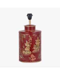 Landscape Red Hand Painted Metal Table Lamp Base