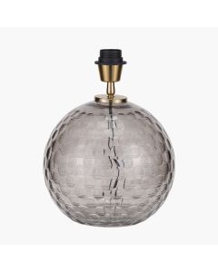 Camille Smoke Grey Circle Design Handcut Glass Table Lamp Base
