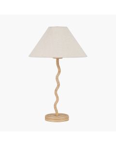 Palau Rattan Wave Table Lamp Base with Harley 30cm Slubby Hopsack Empire Lampshade