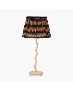 Palau Rattan Wave Table Lamp Base with Athira 25cm Multi Chevron Design Mushroom Pleat Tapered Lamp Shade