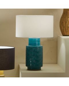 Sidra Aquamarine Stoneware Etch Detail Table Lamp Base