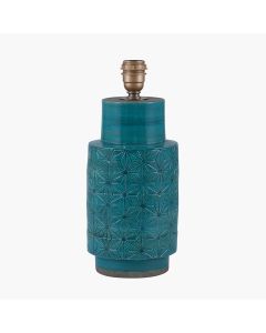 Sidra Aquamarine Stoneware Etch Detail Table Lamp Base