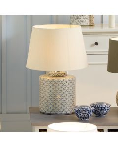 Demetri Grey and Blue Detail Ceramic Table Lamp