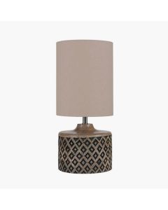 Orissa Short Wooden Diamond Table Lamp 