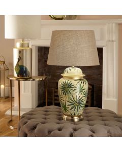 Curacao Palm Leaf Design Ceramic Urn Table Lamp Base