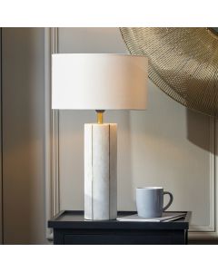 Venetia White Marble and Gold Metal Tall Table Lamp