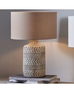 Atouk Textured Natural and Black Stoneware Table Lamp Base