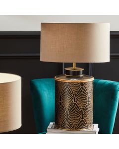 Deco Black Geo Art Deco Hand Painted Table Lamp Base