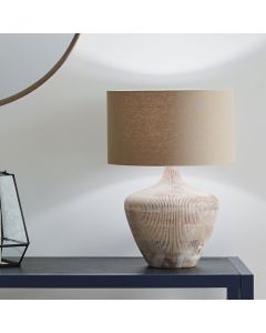 Manaia White Wash Textured Wood Table Lamp Base