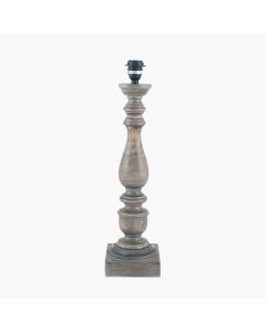 Alia Grey Wash Turned Mango Wood Table Lamp Base