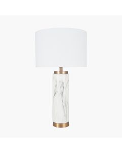 Carrara Marble Effect Ceramic Tall Table Lamp