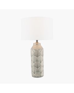 Bethan Embossed Grey Ceramic Table Lamp