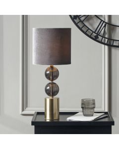 Harris Antique Brass and Smoke Glass Table Lamp