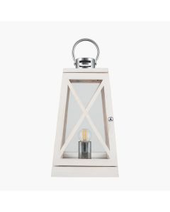 Devon White Wash and Chrome Lantern Table Lamp