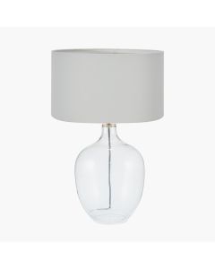 Islay Clear Bubble Glass Table Lamp Base with Harry 40cm Ivory Cotton Mix Cylinder Lampshade