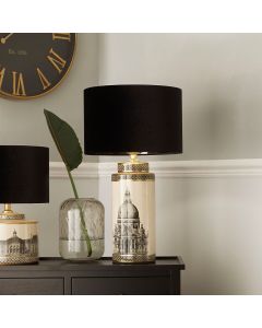 Wren Black and Cream Building Print Tall Ceramic Table Lamp Base