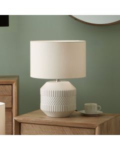 Meribel White Geo Textured Ceramic Table Lamp