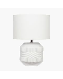 Meribel White Geo Textured Ceramic Table Lamp