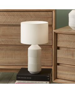 Meribel White Geo Textured Tall Ceramic Table Lamp