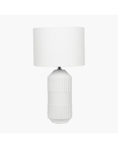 Meribel White Geo Textured Tall Ceramic Table Lamp