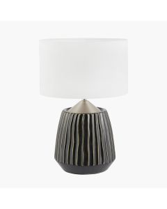 Artemis Black Textured Ceramic and Brushed Silver Table Lamp